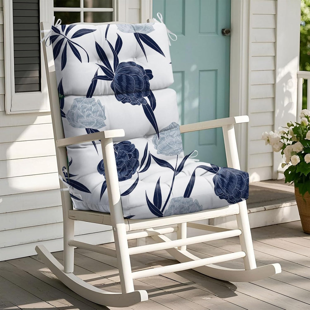 Uthem front view of Blue Enchantress cushion on a high back chair showing fit and comfort