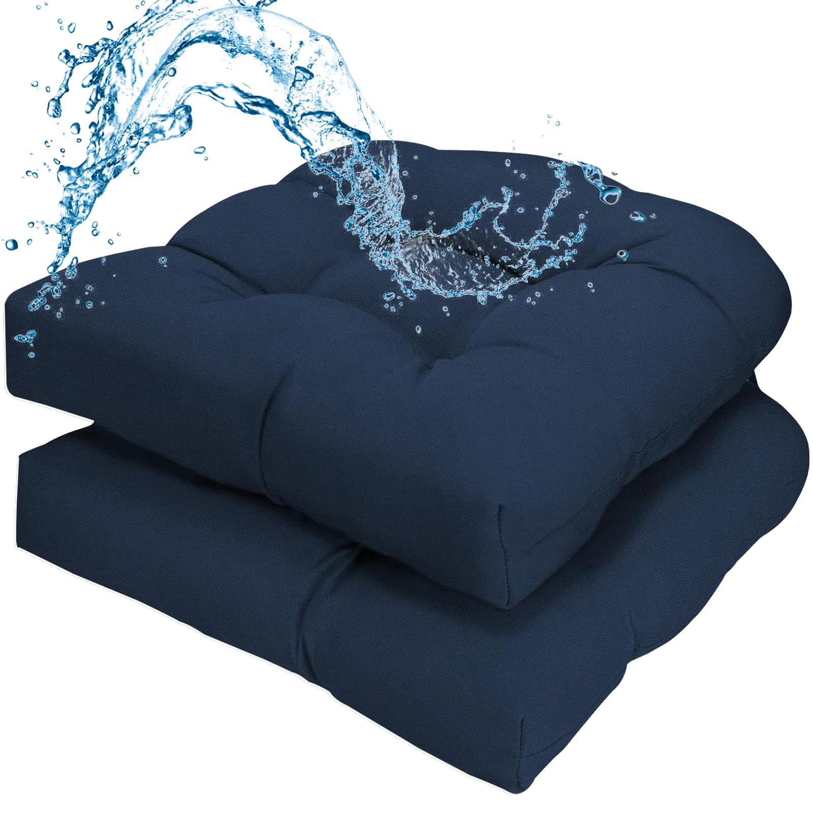Uthem front view navy blue cushions showing clean design and comfortable seating