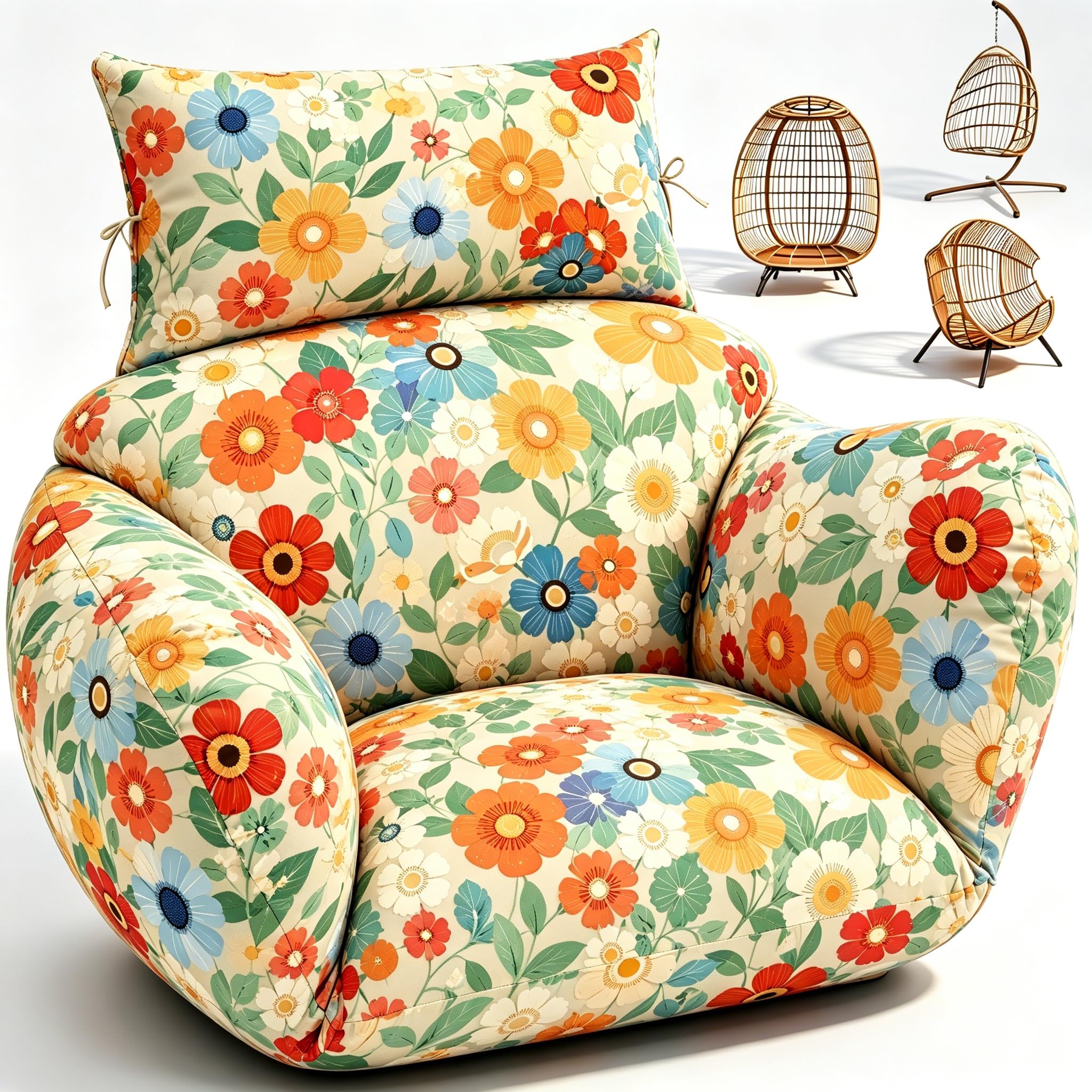 Uthem front view of full egg chair cushion set showing neat fit and comfort