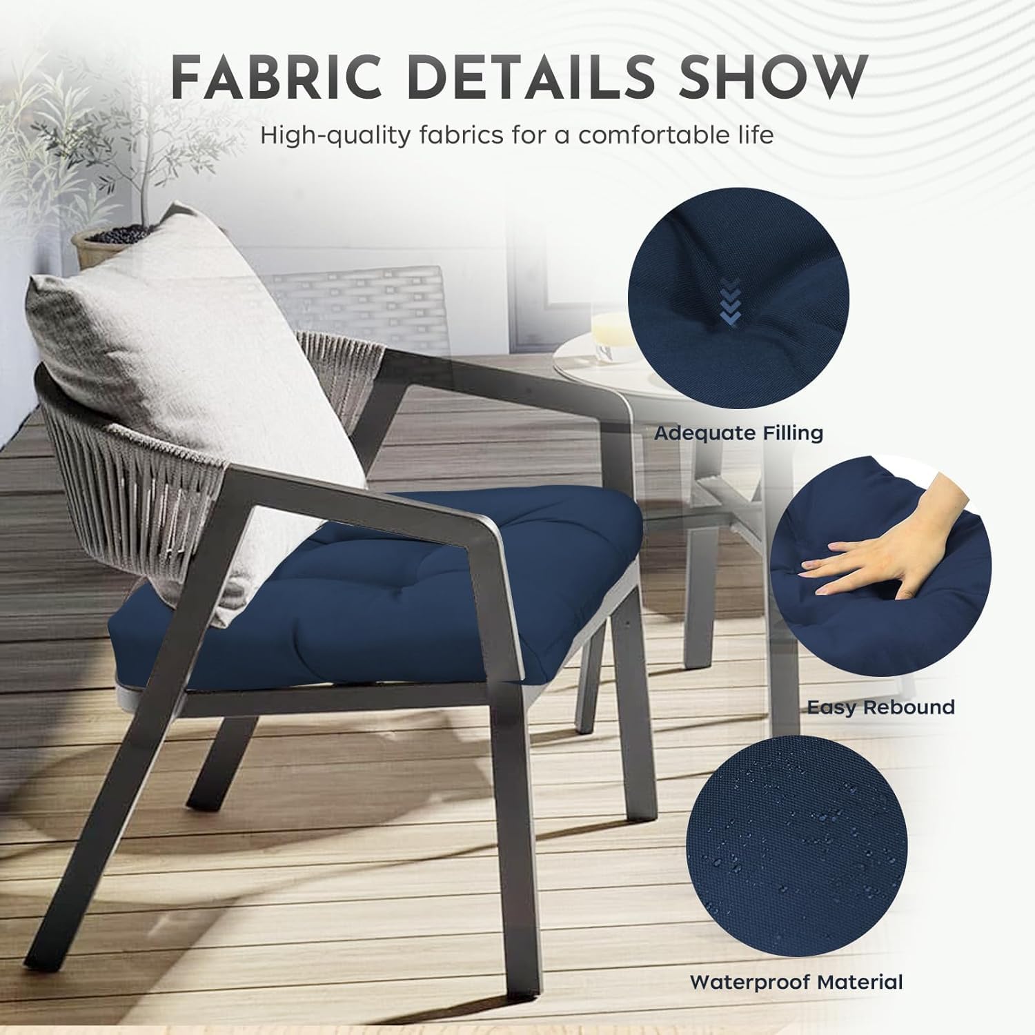 Uthem side view highlighting 5-inch thick cushion for enhanced support