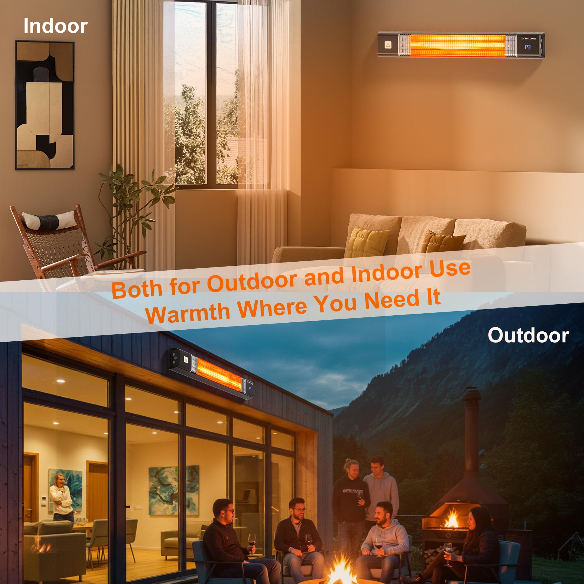 Uthfy heater over backyard table illustrating comfortable outdoor dining