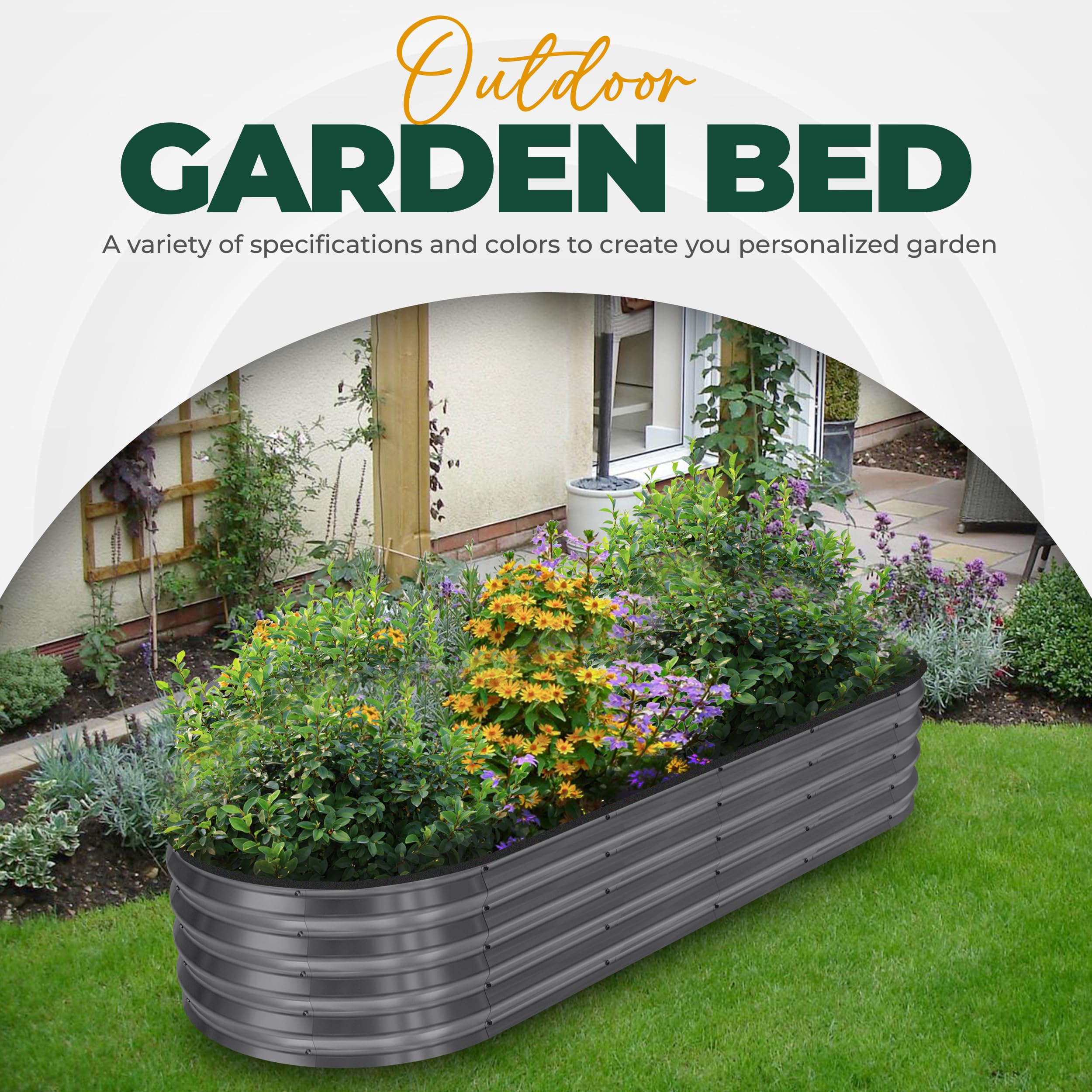 Utopia Home raised bed on patio in lifestyle scene showing stylish, space-saving gardening