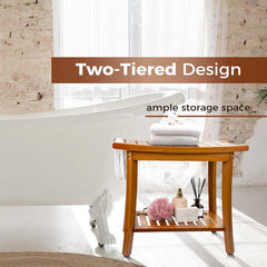 Utoplike bench assembled in shower demonstrating safe functional use