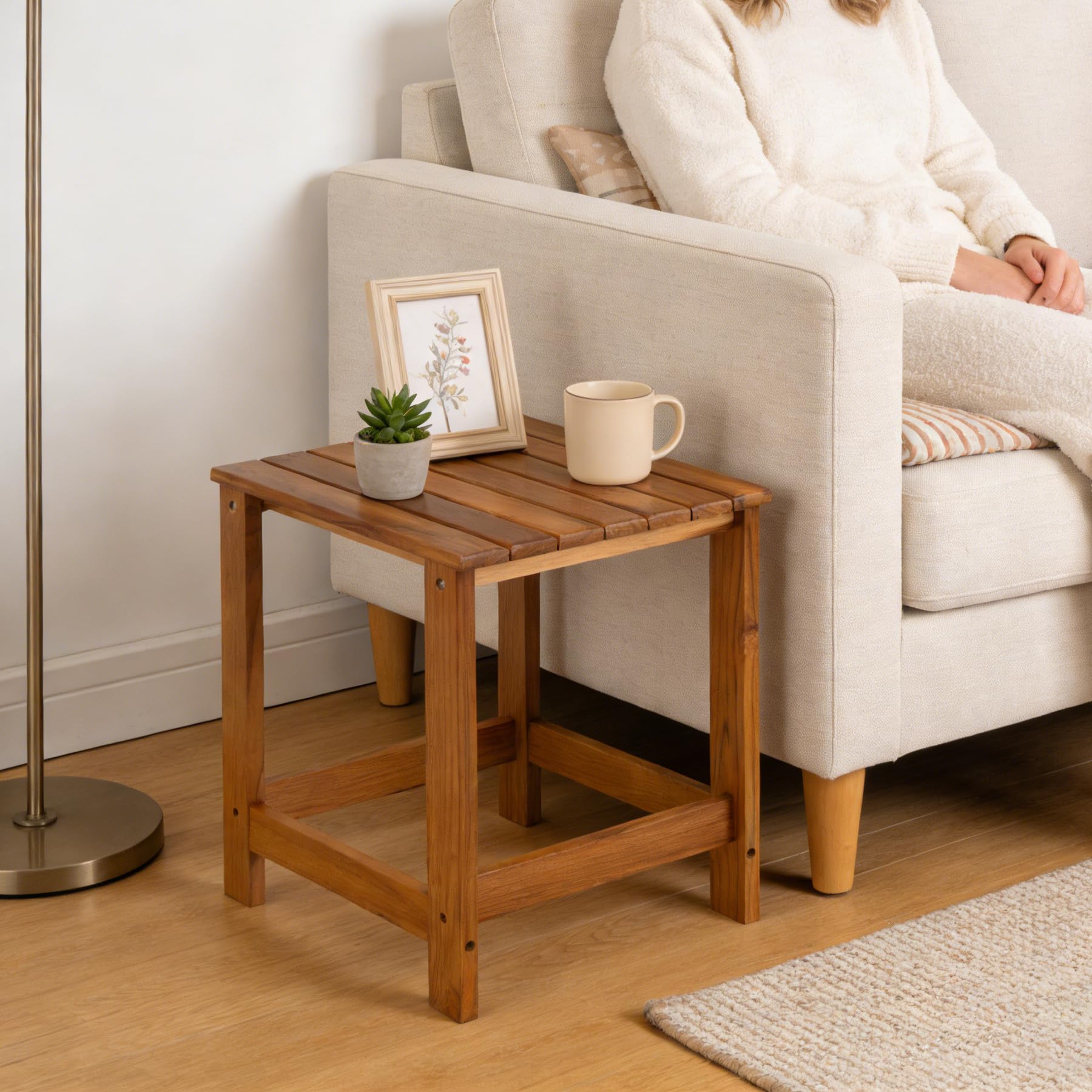 Utoplike side table beside Adirondack chair offering convenient surface