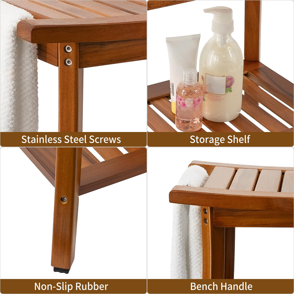 Utoplike bench used as plant stand adding decorative storage benefit