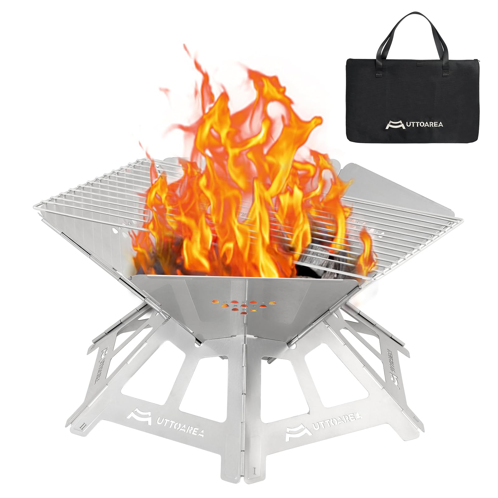 UTTOAREA front view showing assembled fire pit and stable setup benefit