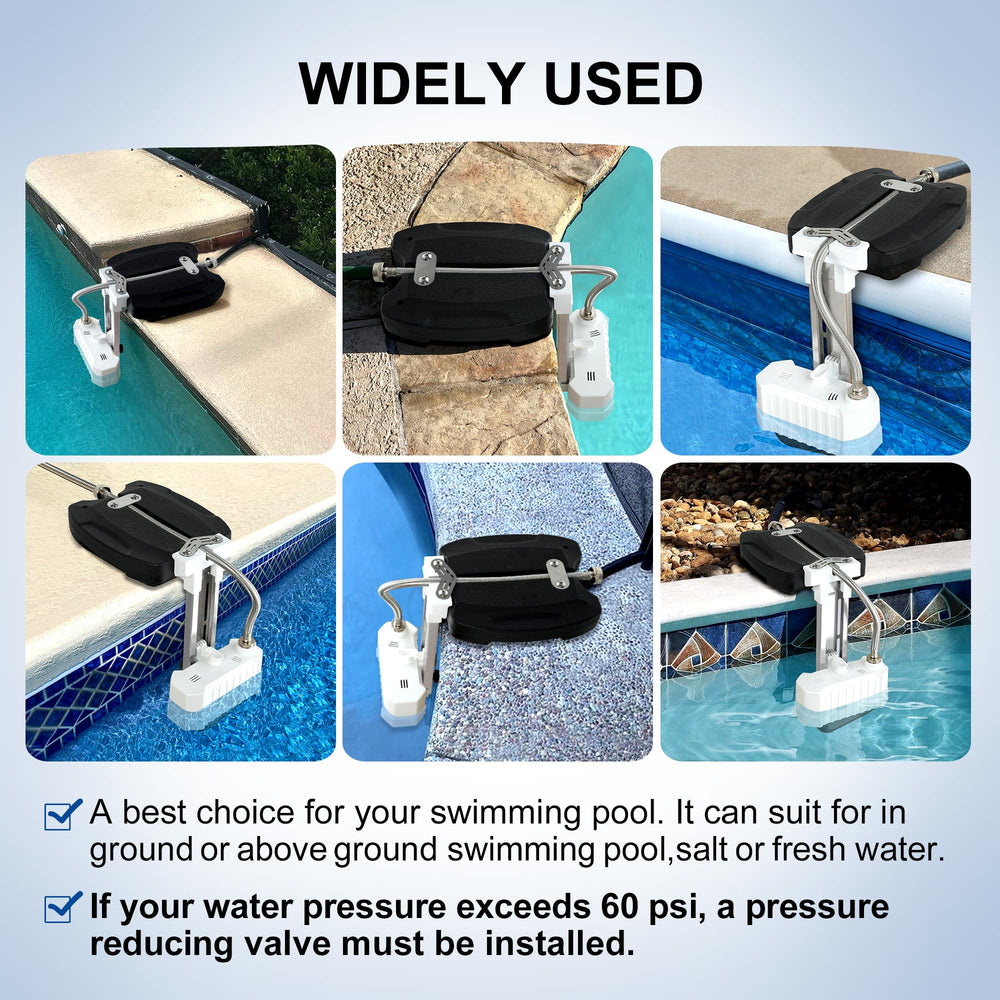 uueeGo installed on pool edge demonstrating hands-free water fill