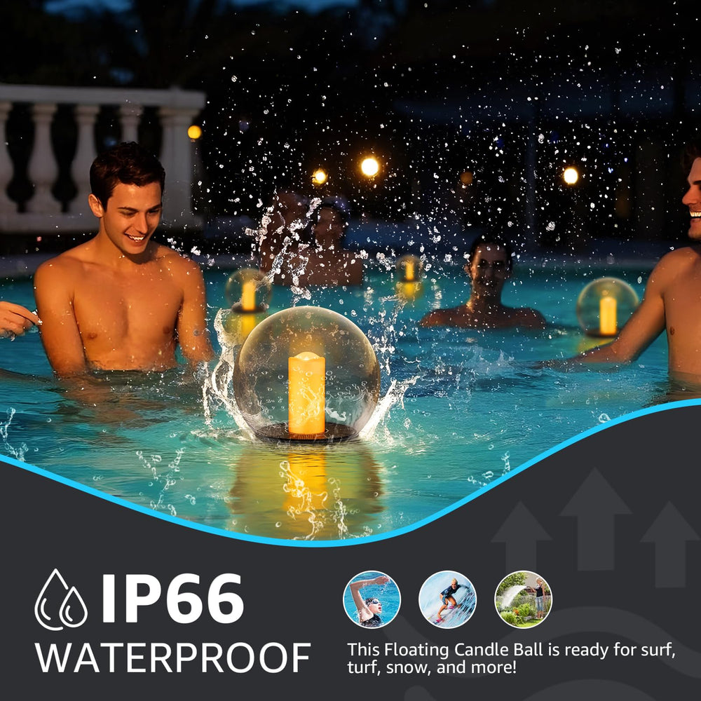 uuffoo floating on pool surface at dusk, adds safe decorative lighting to water
