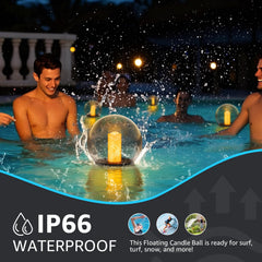 uuffoo floating on pool surface at dusk, adds safe decorative lighting to water