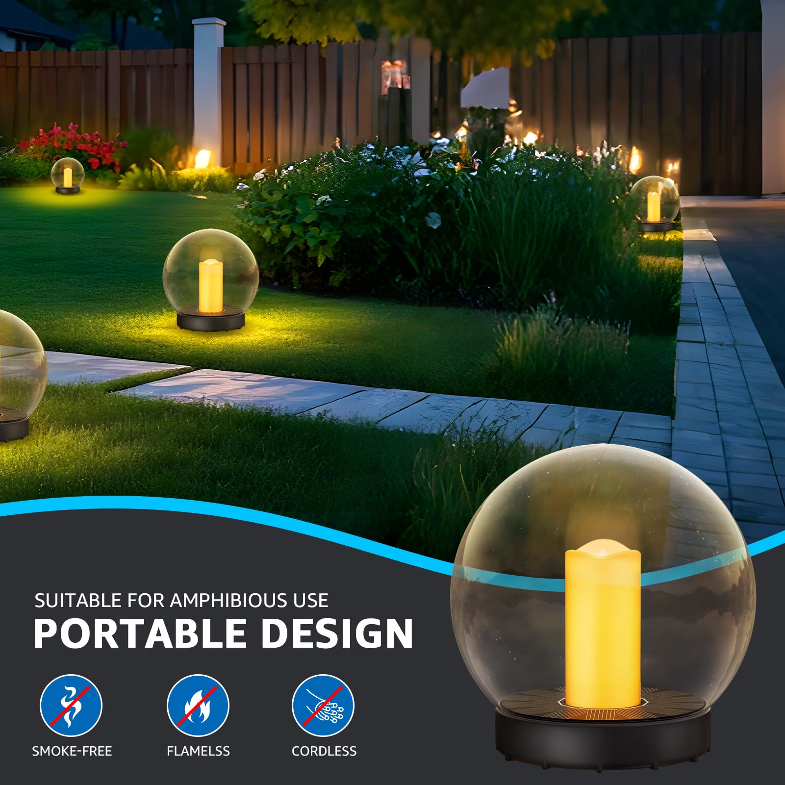 uuffoo nighttime garden setting with lights, creates cozy party or patio atmosphere