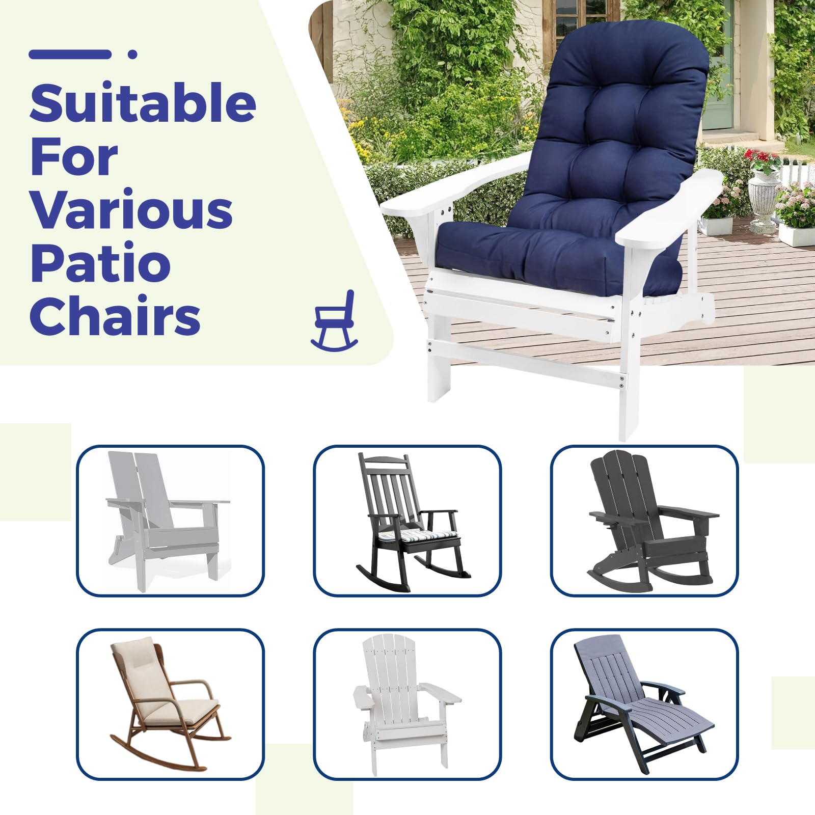 UUluhao cushion placed on Adirondack chair illustrating improved comfort