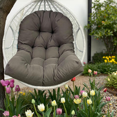 UUluhao front view of dark grey egg chair cushion showing fit and comfort