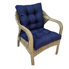 UUluhao front view navy patio cushion showing neat tufting and improved comfort