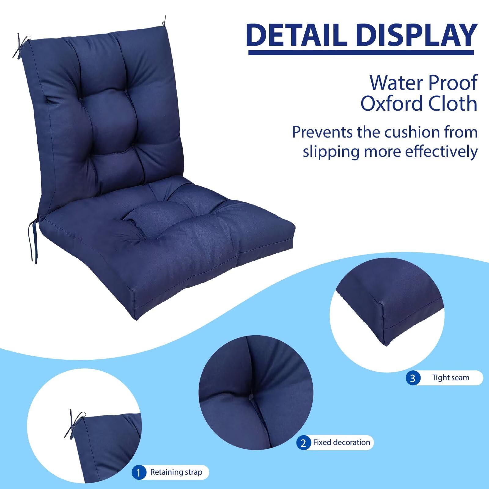 UUluhao navy cushion on wicker dining chair improving outdoor seating comfort