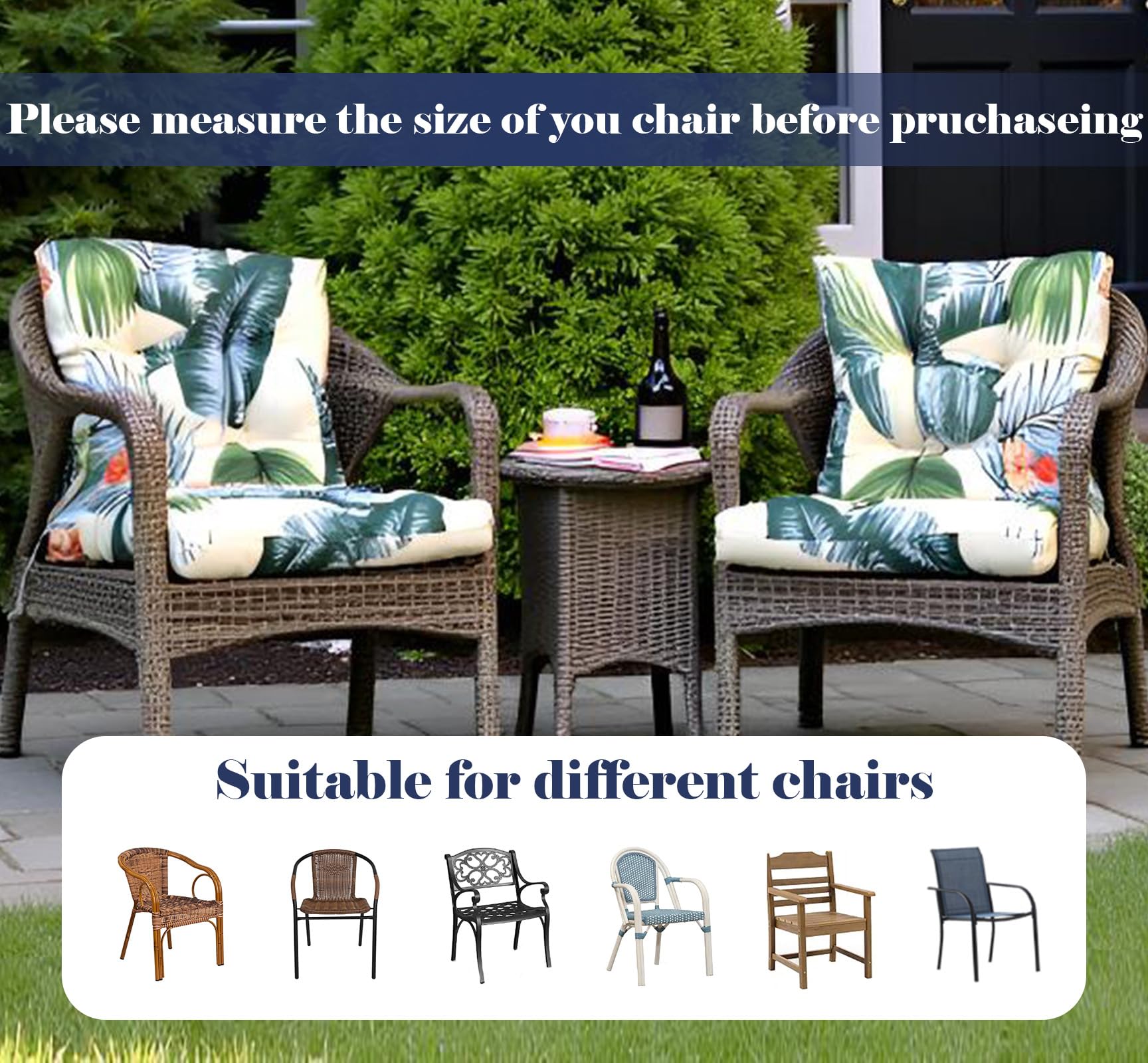 UUluhao cushion placed on wicker patio chair offering added seating comfort