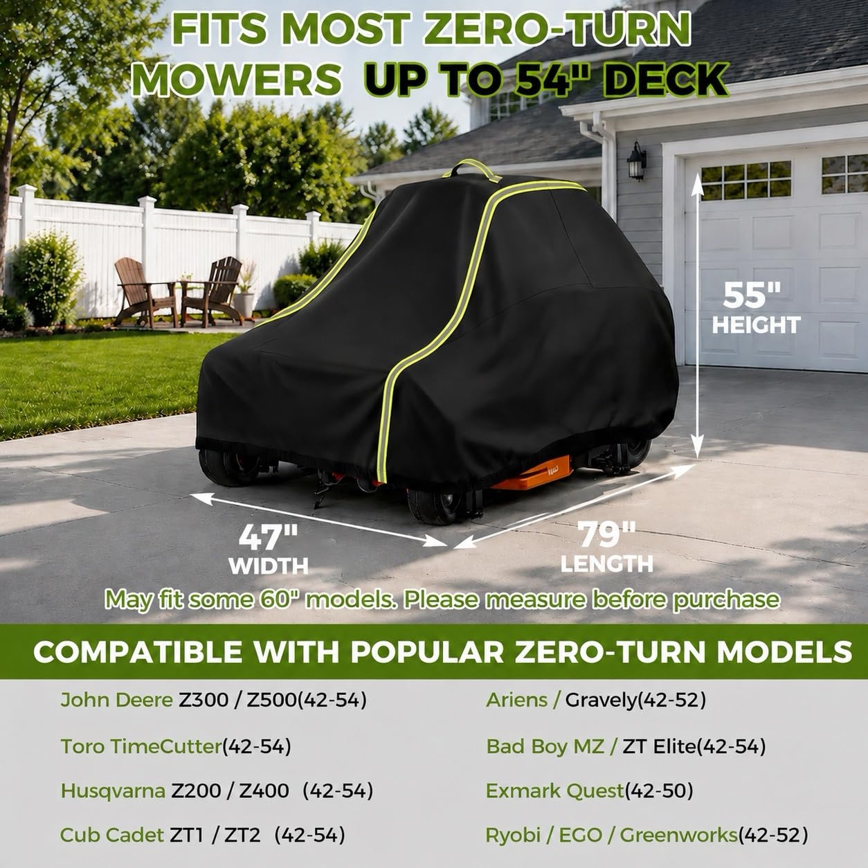 UUT cover side profile demonstrating snug fit and deck coverage
