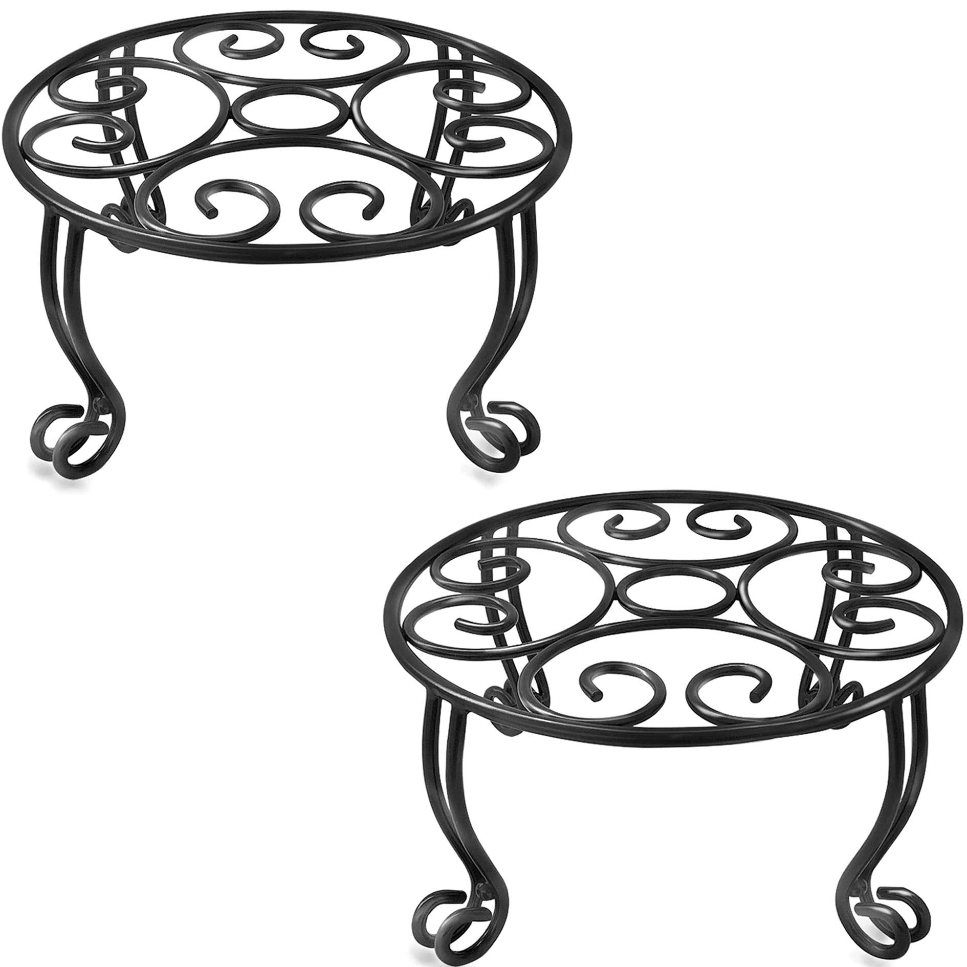 Uuuda front view of black metal plant stand showing sturdy frame and balance