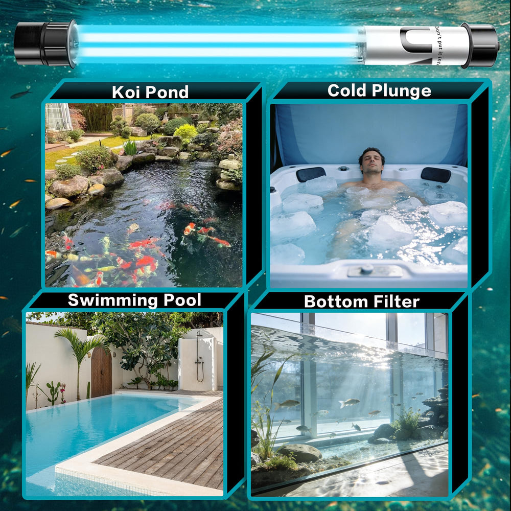 uvcoolplunge label and spec plate detail showing model information and safe use