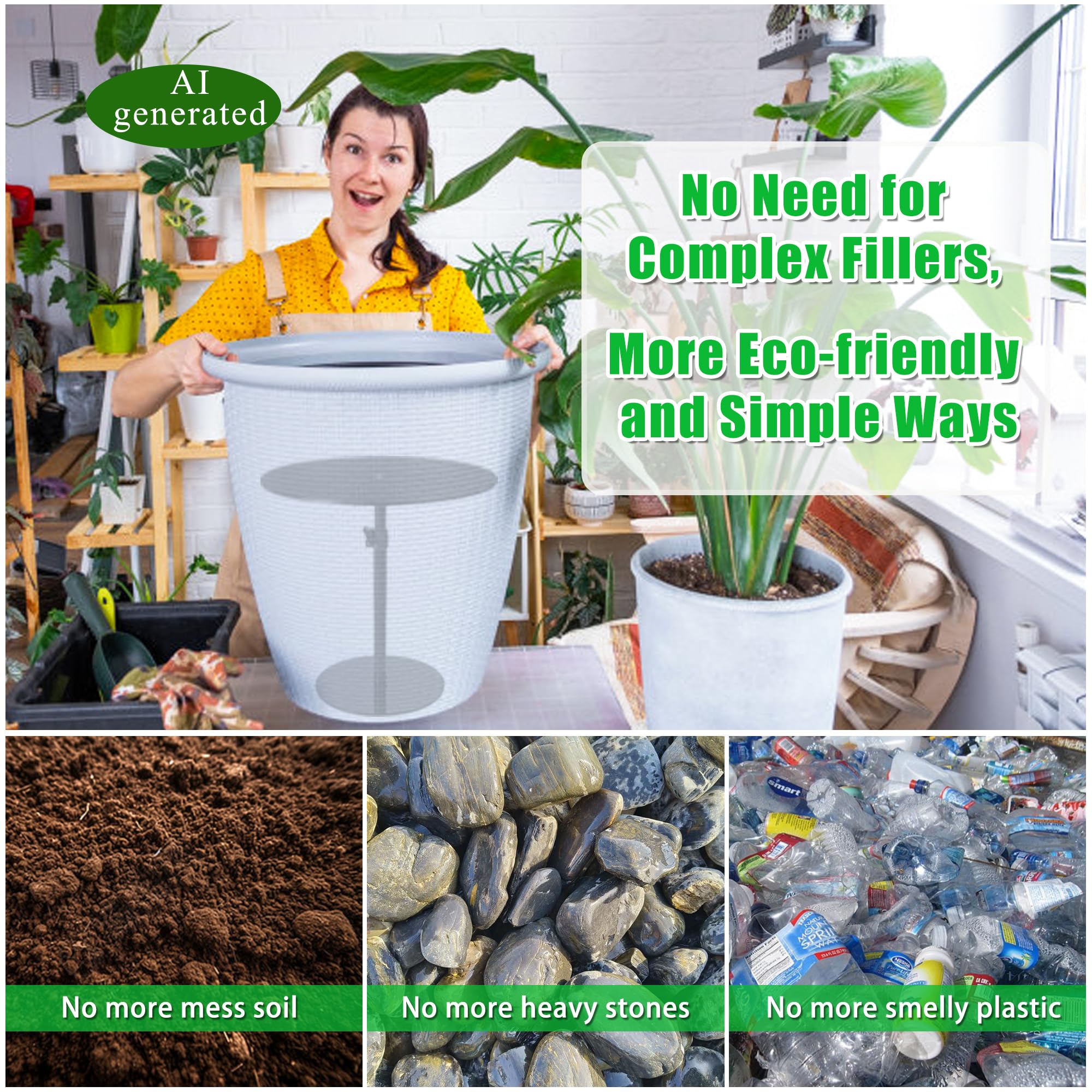 UYEDUJZ assembled insert inside a tall pot making plant repositioning easy