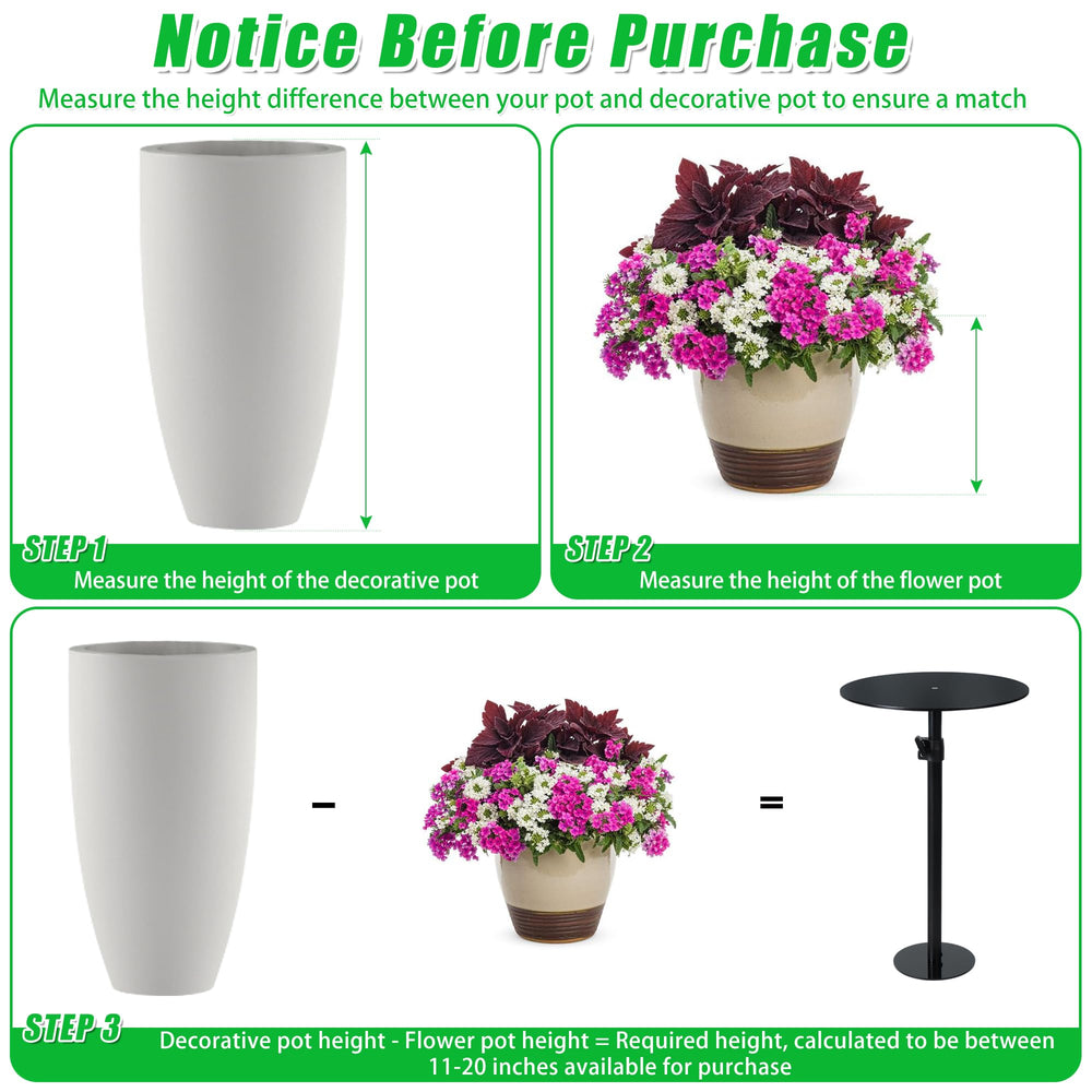 UYEDUJZ size comparison with hand illustrating lightweight, moveable planter support