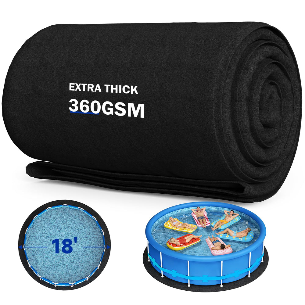 Uyittour front packaging of 18ft round pool pad showing model and benefits
