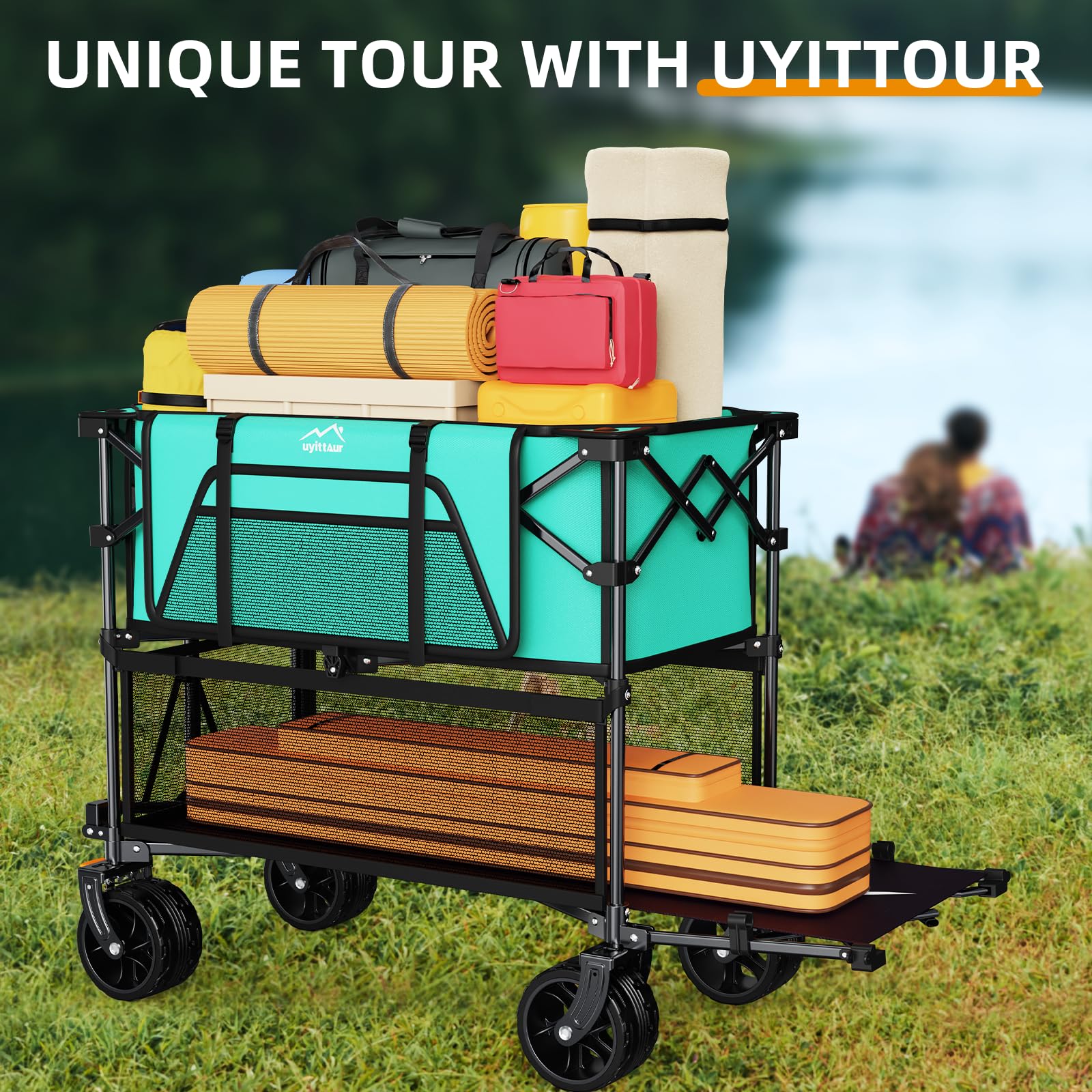 Uyittour scale comparison with sports gear showing large capacity