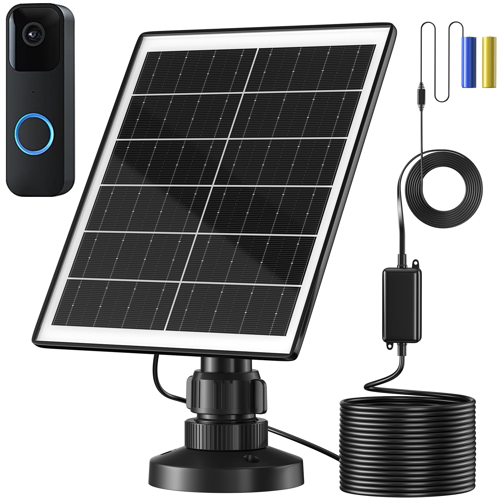 UYODM solar panel front view with cable showing durable frame and long reach