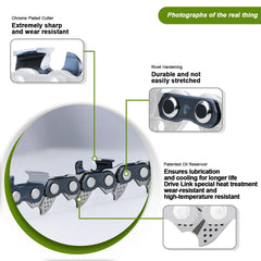 V-MODEST detailed view of drive links showing hardened rivets for reduced stretch