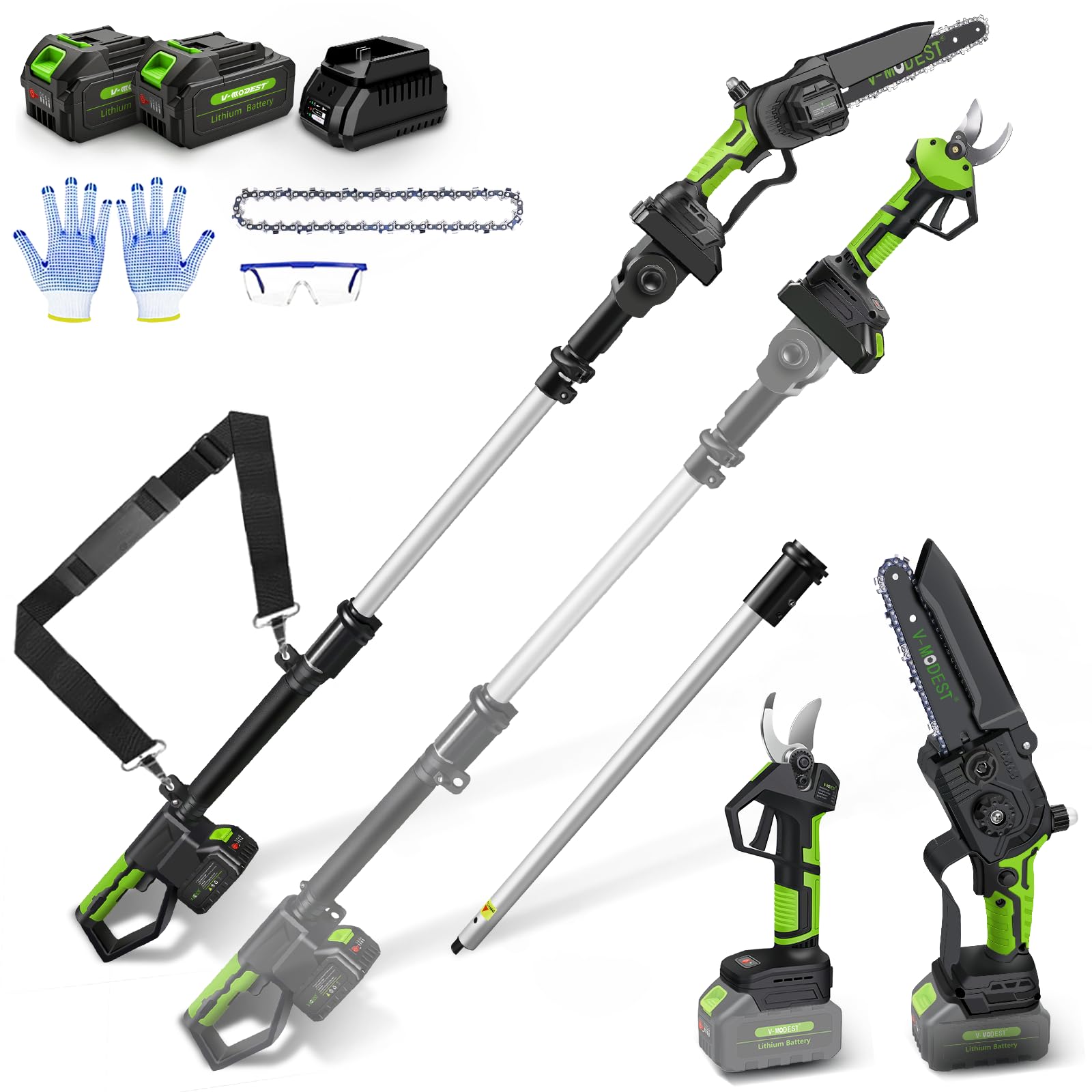 V-MODEST front kit overview showing all attachments and organized layout for convenience