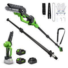 V-MODEST front view of 6-inch mini chainsaw showcasing compact power and portability