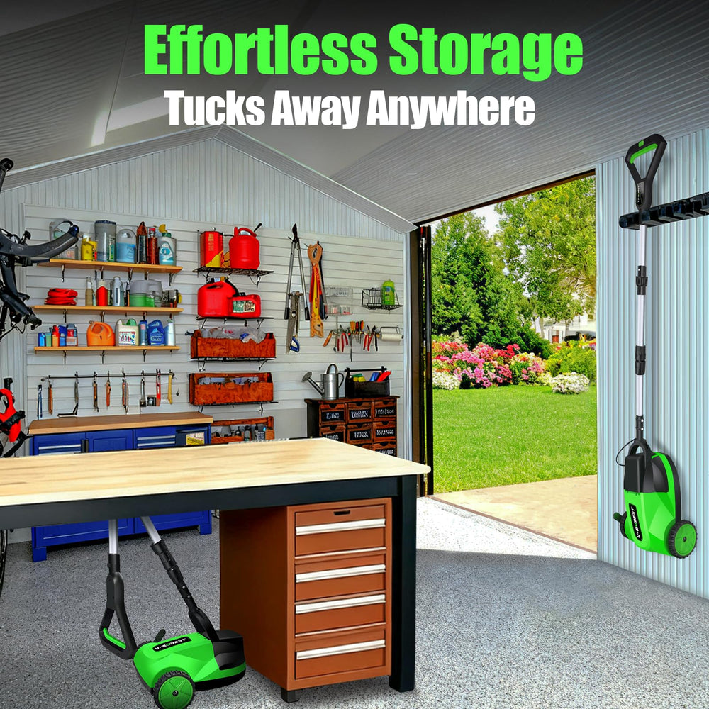V-MODEST compact storage view showing folded stance for tight spaces