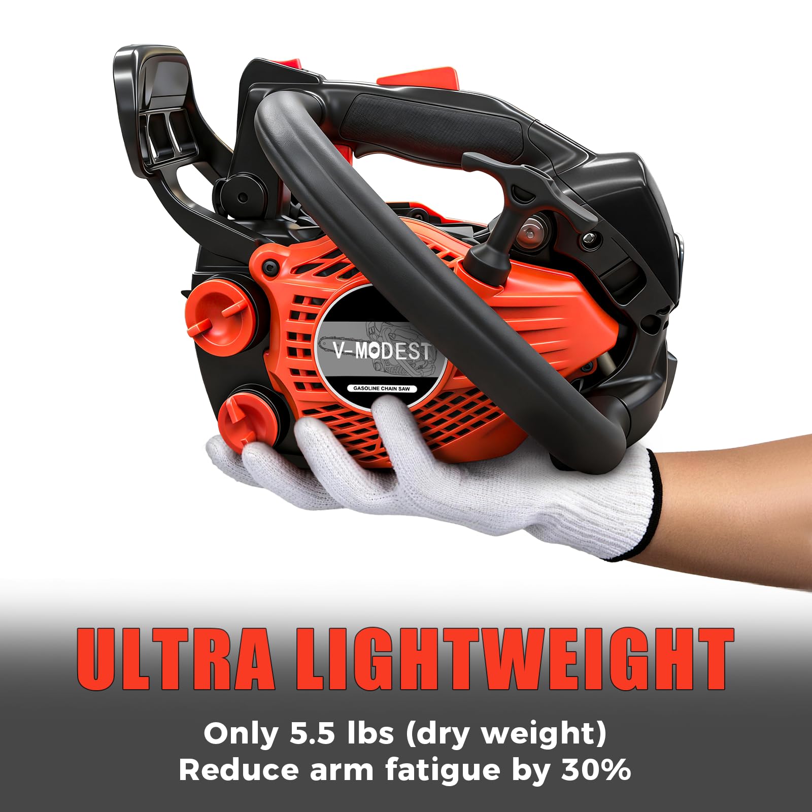 V-MODEST top handle grip detail improves single-hand control and comfort
