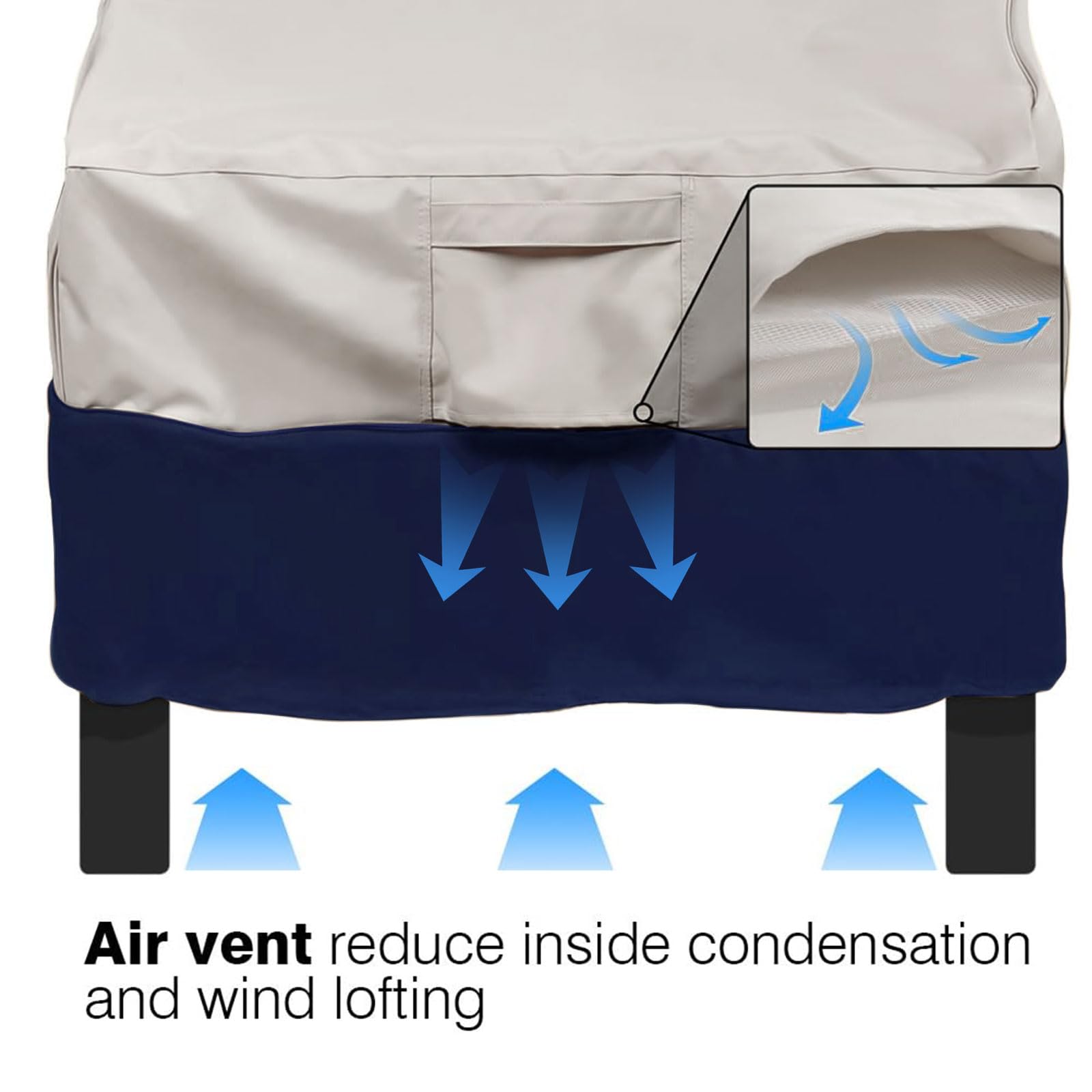 Vailge cord lock and click strap securing cover against wind and movement