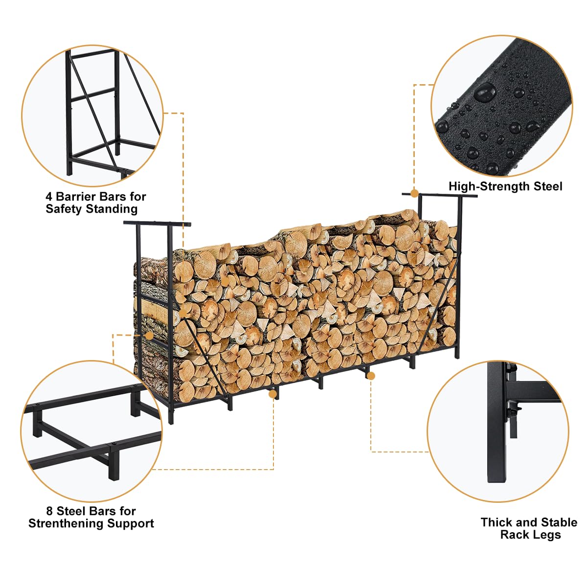 Vailge side showing 14 support feet for stable, tip-resistant storage