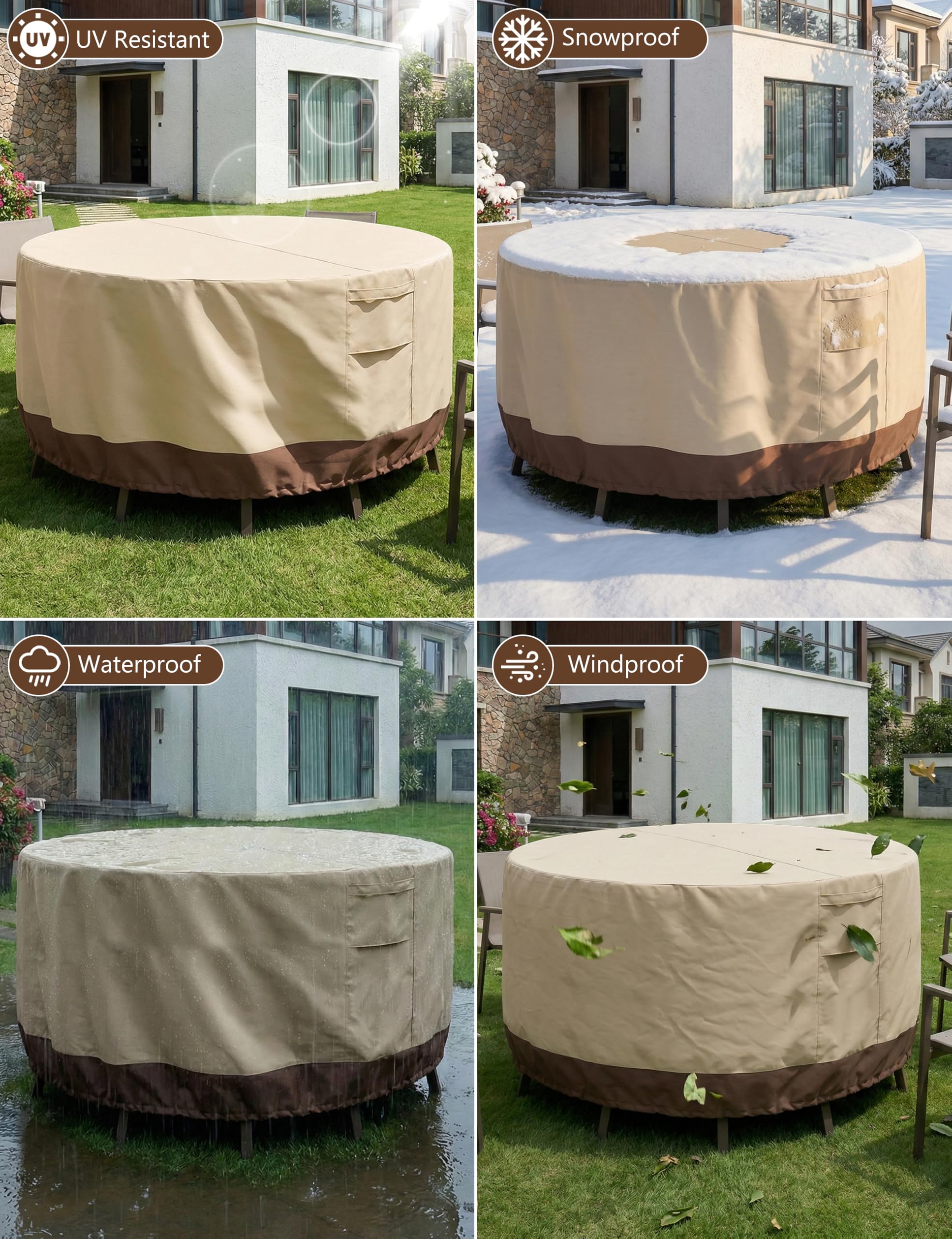Vailge cover fit on rectangular patio set protects from rain