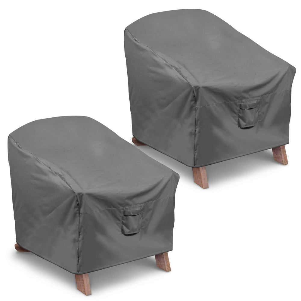 Vailge front-facing cover protecting Adirondack chair, protects from weather