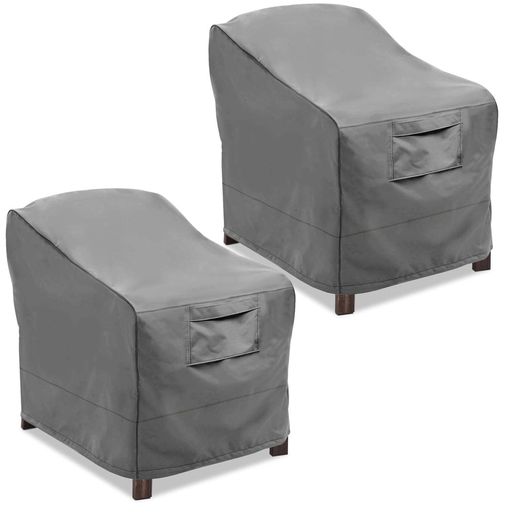 Vailge front view showing full cover protecting a patio chair, weatherproof benefit