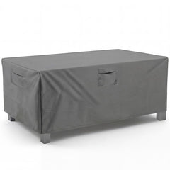 Vailge front view of rectangular cover protecting a patio table for full protection