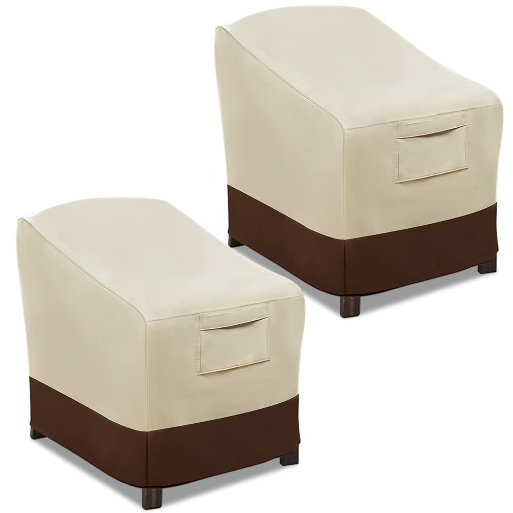 Vailge front view of cover protecting a patio chair, shows full coverage and weather protection