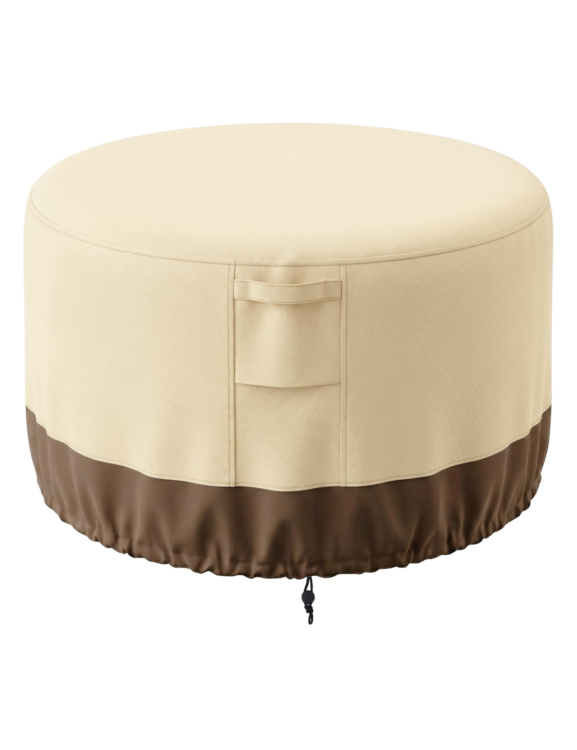 Vailge front view of round fire pit cover showing full protection