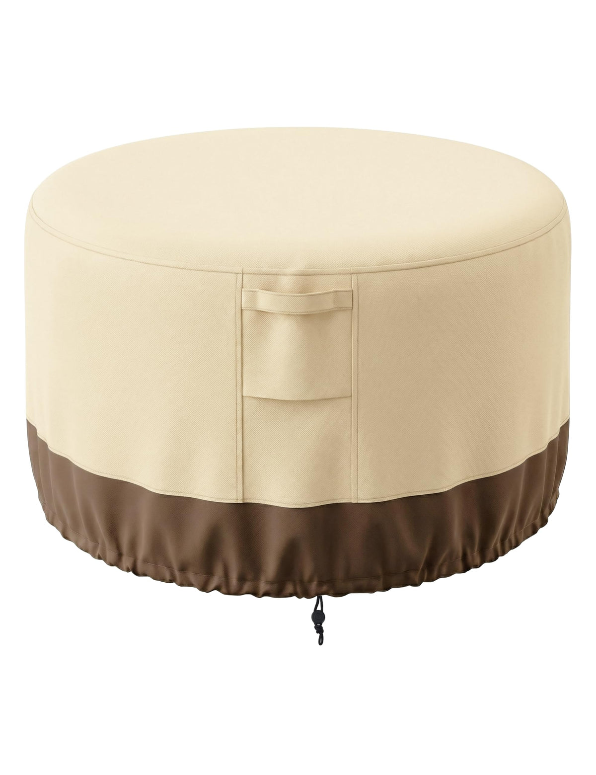 Vailge front view of round fire pit cover showing full protection