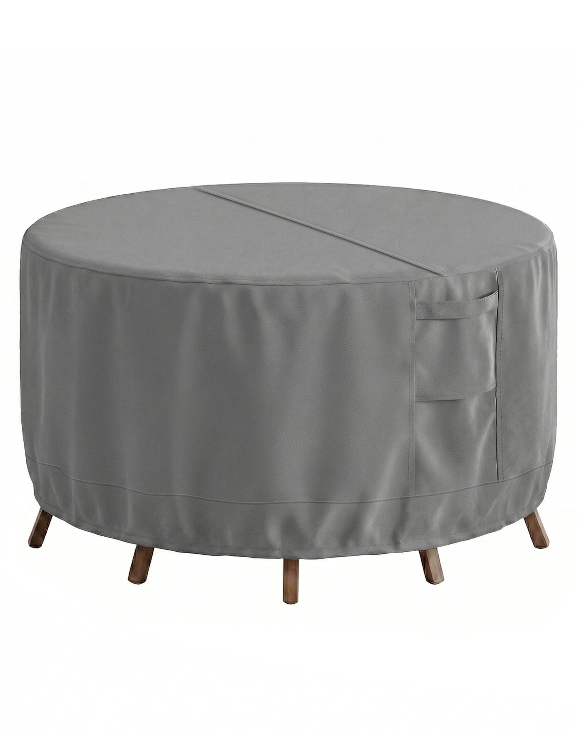 Vailge front view of round table cover protecting furniture from weather