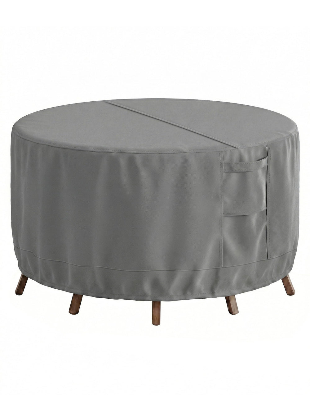 Vailge front view of round table cover protecting furniture from weather