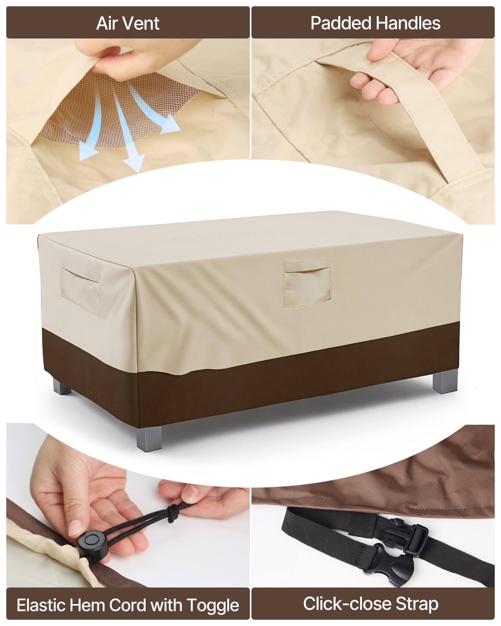 Vailge padded handle being used to install cover, providing easy grip and faster setup