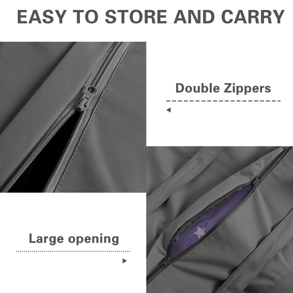 Vailge zipper and padded handles detail for easier lifting benefit
