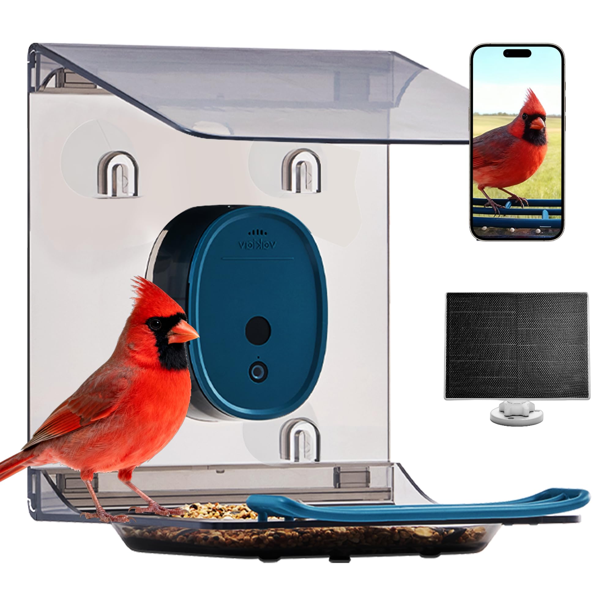 vakiav front view of feeder camera showing lens and feeder port for clear observation