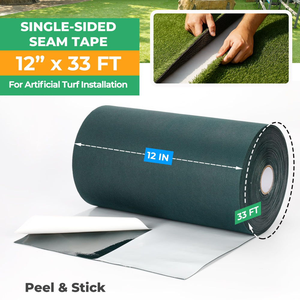 Valcora seam tape beside measuring tape showing 12-inch width for broad coverage