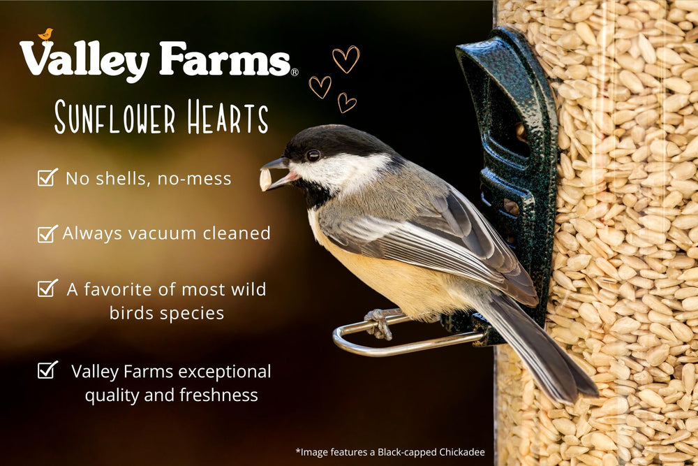 Valley Farms bag label close detail showing product name and nutritional highlights