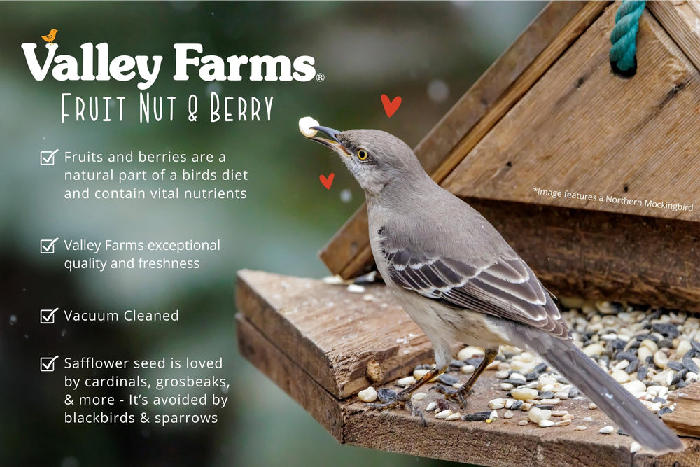 Valley Farms mix in tube feeder, demonstrates smooth flow and feeder compatibility