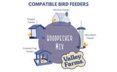 Valley Farms mix poured into a feeder demonstrating tidy feed flow